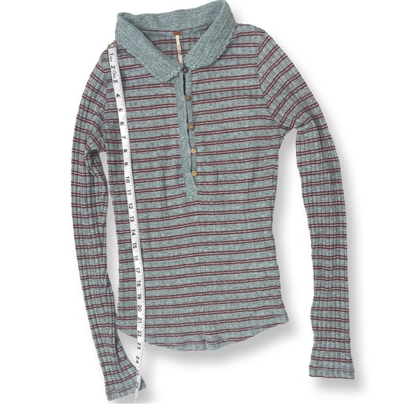 Free People Icy crochet collar top blue size small 70s style - Picture 1 of 4